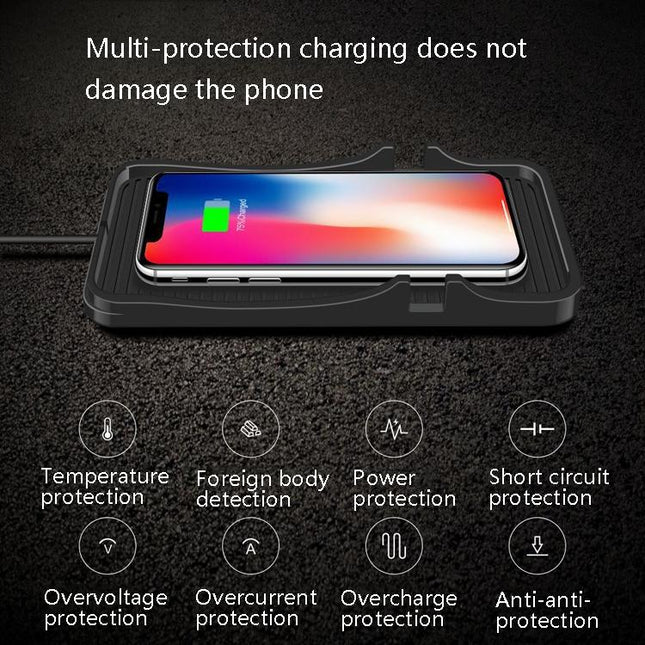 2-In-1 Non-Slip Wireless Charger For C7 Car Navigation - Black