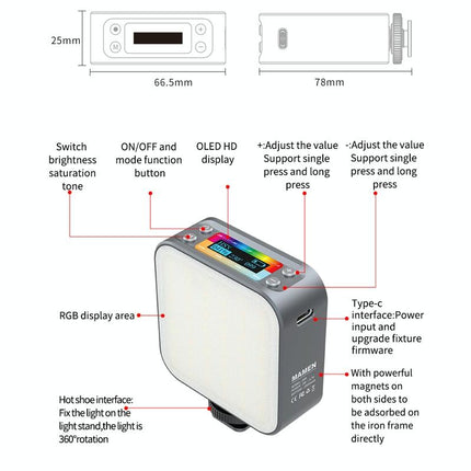 Double-Sided Rgb Led Fill Lights - 66 Leds 2500-9000K