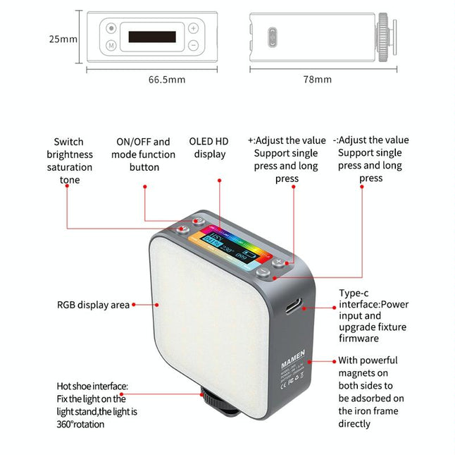 Double-Sided Rgb Led Fill Lights - 66 Leds 2500-9000K