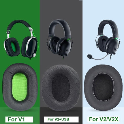 Black Mesh Earpads For Razer Blackshark V2 Usb Sound / Pro Headset - 1 Pair