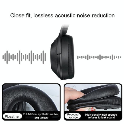 2-Pack Leather Earpads For Sony Wh-1000Xm4 - Black With Buckle