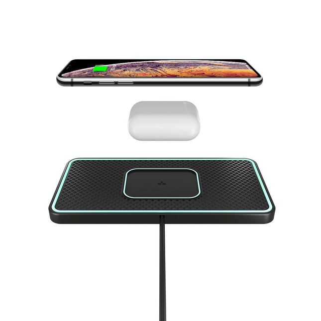 Wireless Car Charger With Anti-Slip Pad For Airpods / Iphone - 15W
