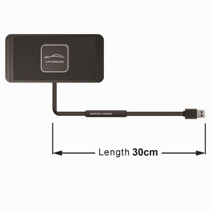 15W Qi Car Wireless Charging Pad - 30Cm Short Cable Anti-Skid