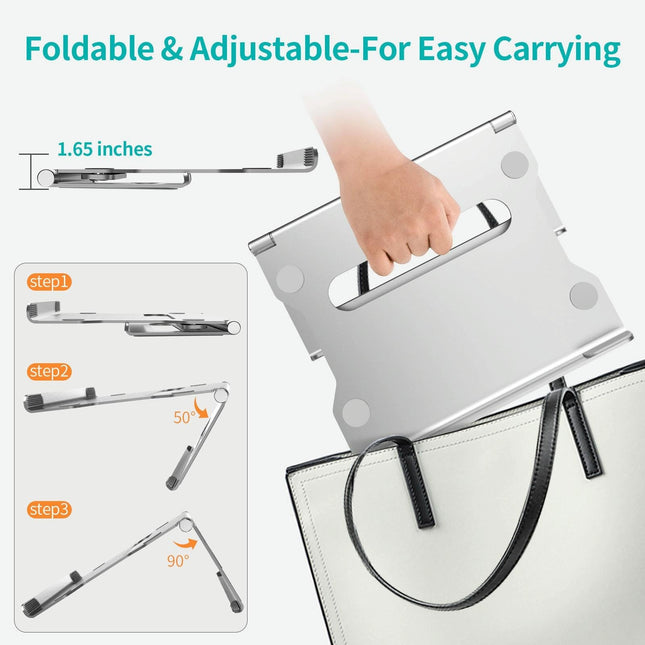Foldable Laptop Stand - Aluminum Alloy Silver