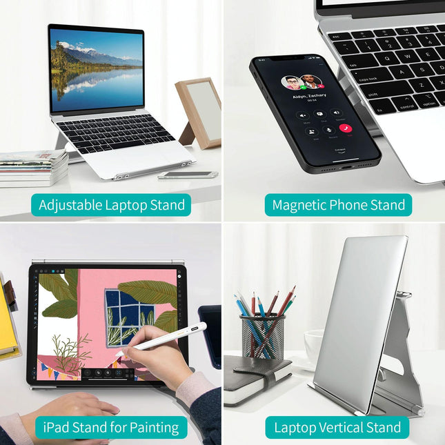 Foldable Laptop Stand - Aluminum Alloy Silver