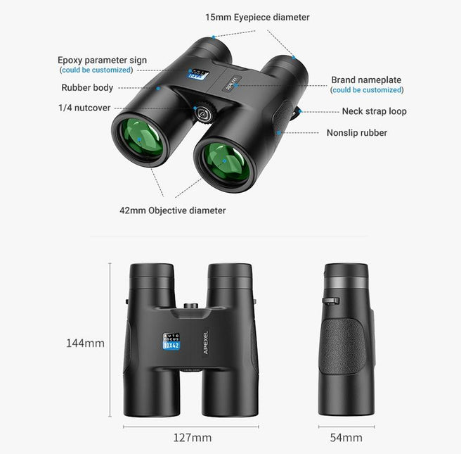 Autofocus 10X42 Binoculars - Fixed Focus Black