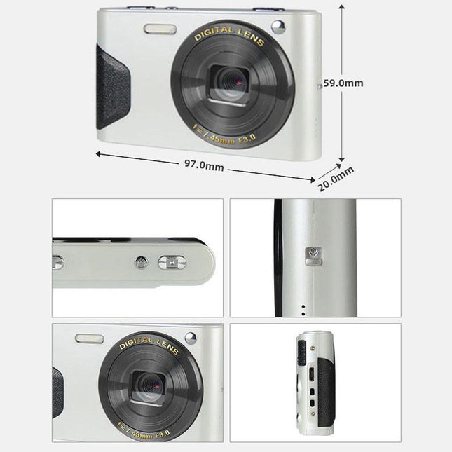 Retro 4K Digital Camera With 2.7 Lcd Screen - 30W Standard White