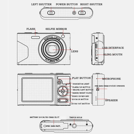 Retro 4K Digital Camera With 2.7 Lcd Screen - 30W Standard White