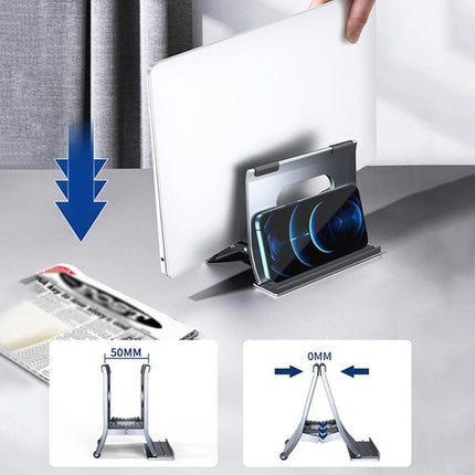 Grey H-Type Alloy Laptop Storage Rack - Automatic Gravity