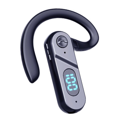 V28 Bluetooth Voice Control Earphone - Black Digital Display Single Ear