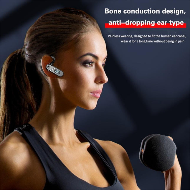 V28 Bluetooth Voice Control Earphone - Black Digital Display Single Ear