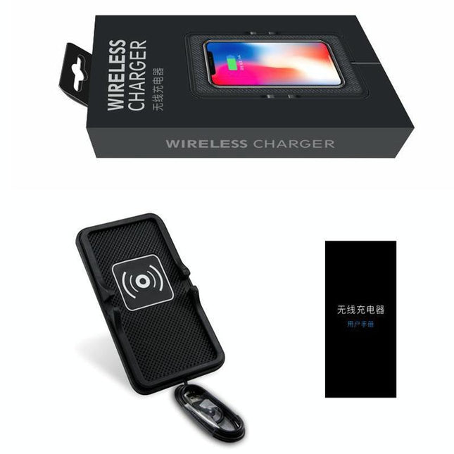 Wireless Car Charger With Anti-Slip Pad - 2 In 1 - 15W - Black