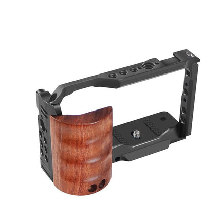 Wooden Handle Alloy Rabbit Cage For Sony Zv-E10 Camera - Black