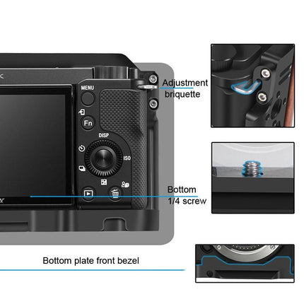 Wooden Handle Alloy Rabbit Cage For Sony Zv-E10 Camera - Black