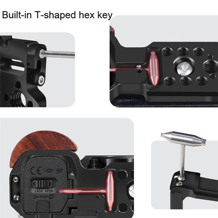 Wooden Handle Alloy Rabbit Cage For Sony Zv-E10 Camera - Black