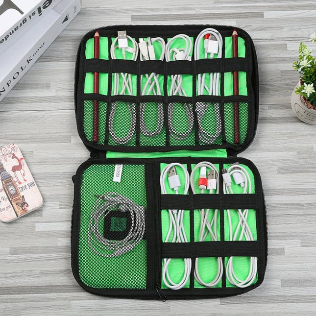 Portable Multifunctional U Disk Storage Bag For Mobile Phone Accessories - Peacock Green