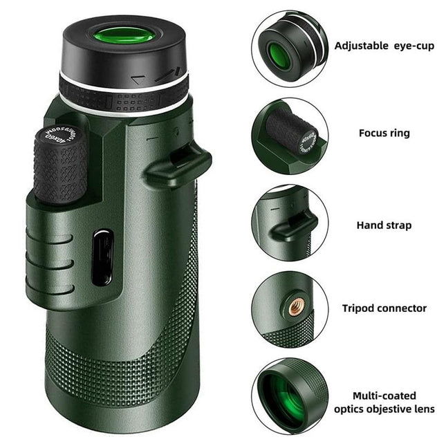 High Power Hd Monocular With Night Vision - 40X60