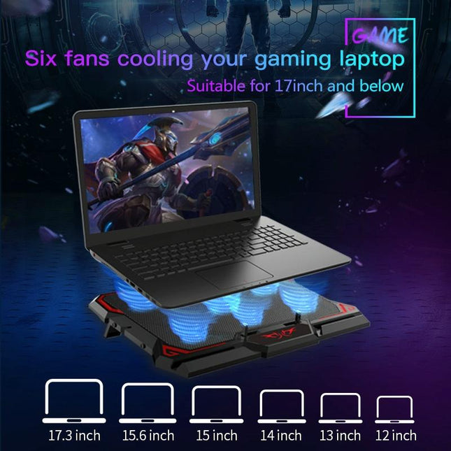 6-Fan Usb Gaming Laptop Cooler With Ports