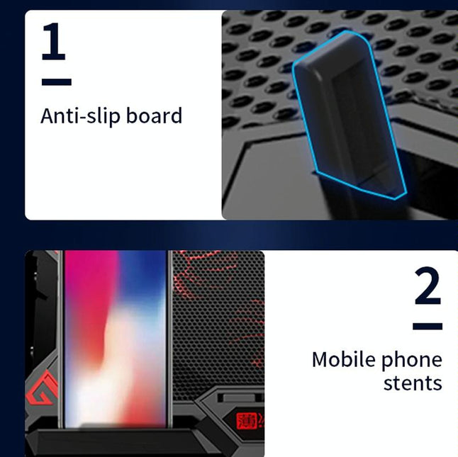 6-Fan Usb Gaming Laptop Cooler With Ports