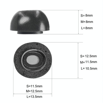 2-Pack Memory Foam Ear Tips For Tws Airpods Pro - Black Large