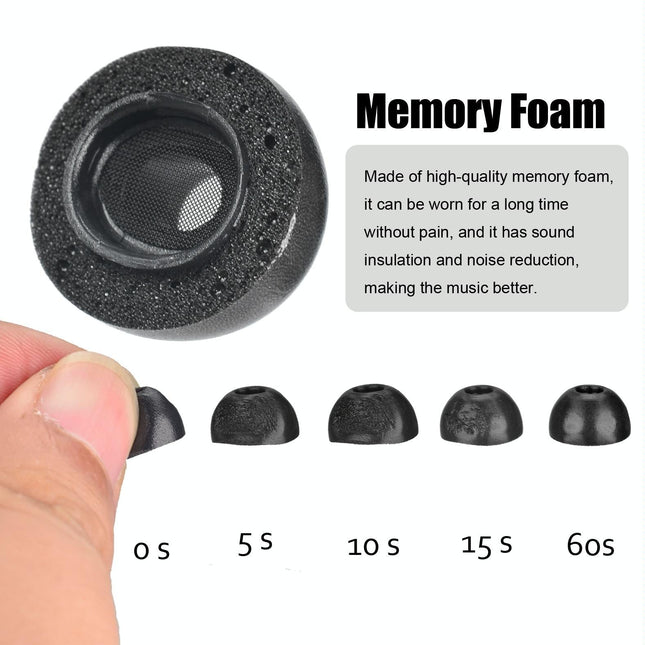 2-Pack Memory Foam Ear Caps For Tws Airpods Pro - Black Medium