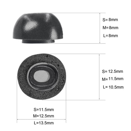 2-Pack Memory Foam Ear Tips For Tws Airpods Pro - Gray Large