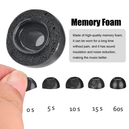 2-Pack Memory Foam Ear Tips For Tws Airpods Pro - Gray Large