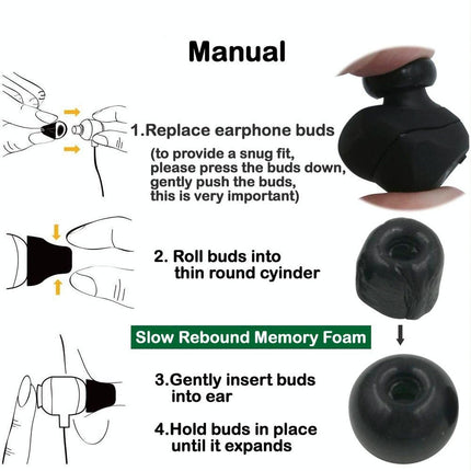 6-Pack Memory Foam Earplugs For Tws Wireless Headsets - Large