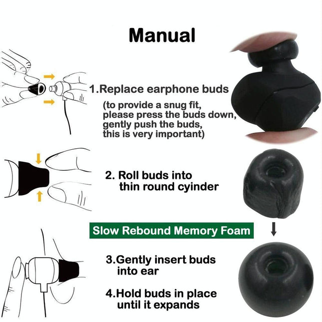 6-Pack Memory Foam Earplugs For Tws Wireless Headsets - Large