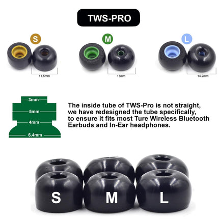 6-Pack Memory Foam Earplugs For Tws Headsets - Medium