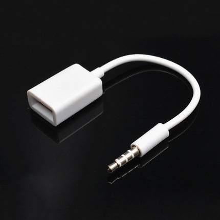 10-Piece Car Aux Audio To Usb Adapter Cable 3.5Mm 14Cm White