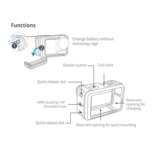 Protective Frame For Dji Action 3 Camera Housing