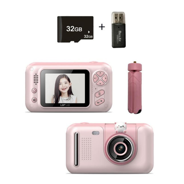 32Gb Memory Card & Card Reader Included With 2.4 Hd Reversible Kids Camera - Pink