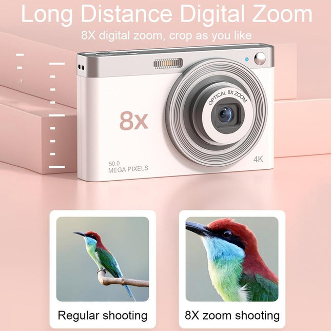 4K 8X Optical Zoom Telescopic Lens Digital Camera With Card Reader & 32G - White