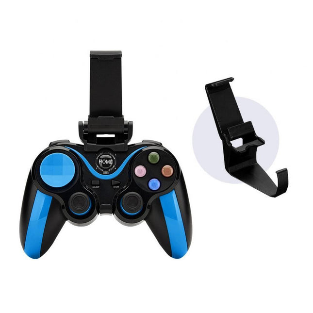 Wireless Bluetooth Game Handle For Android / Ios Phones With Holder - Blue / Black