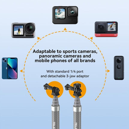 Carbon Fiber Selfie Stick For Action Cameras - 1 / 4 Screw