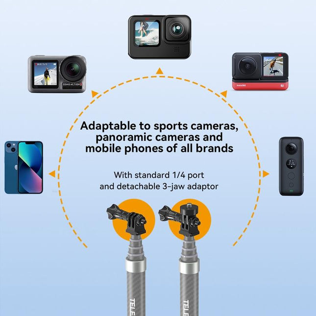 Carbon Fiber Selfie Stick For Action Cameras - 1 / 4 Screw