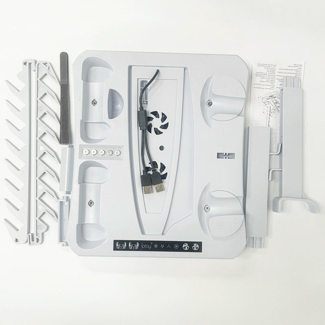 Multifunctional Cooling Base For Ps5 With Vr2 Handle Charging And Disc Storage Stand - White
