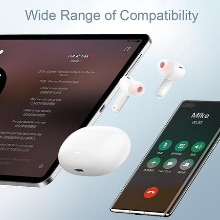 White Dual Noise Canceling Bluetooth Headphones With Anc & Enc Call