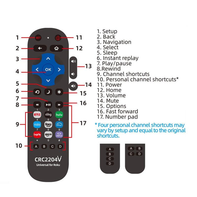 Universal Smart Tv Remote For Roku Lcd - Infrared Control