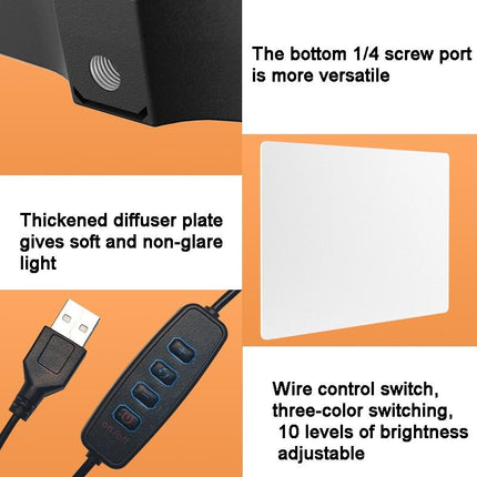 30Cm Flat-Panel Live Fill Light With 3-Colour Temperature - Adjustable Bracket