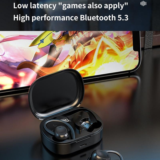 Wireless Stereo Earphones With Charging Case - Black