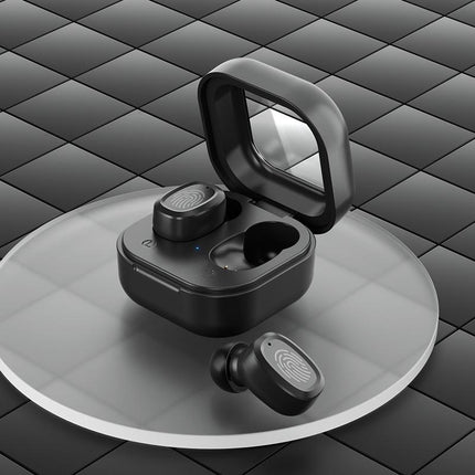 Black Wireless Earphones With Charging Case