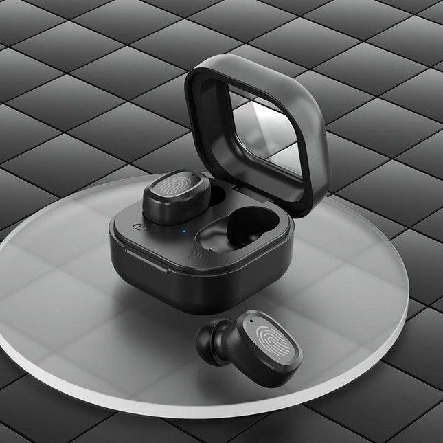 Black Wireless Earphones With Charging Case