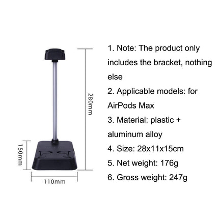 Max Hifylux Headphone Stand With Mobile Phone Holder And Storage Box - Black