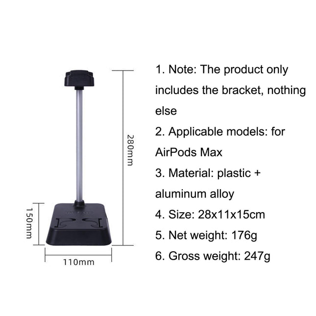 Max Hifylux Headphone Stand With Mobile Phone Holder And Storage Box - Black