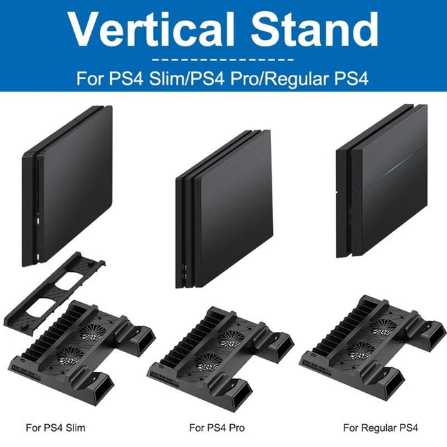 Vertical Cooling Stand With Dual Controller Charger For Ps4 - Black