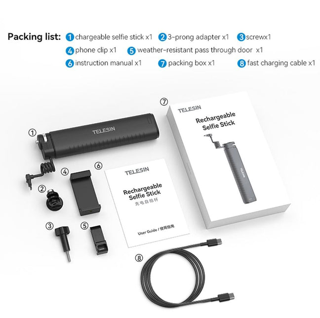 Sports Camera And Phone Selfie Stick With 10000Mah Power Bank