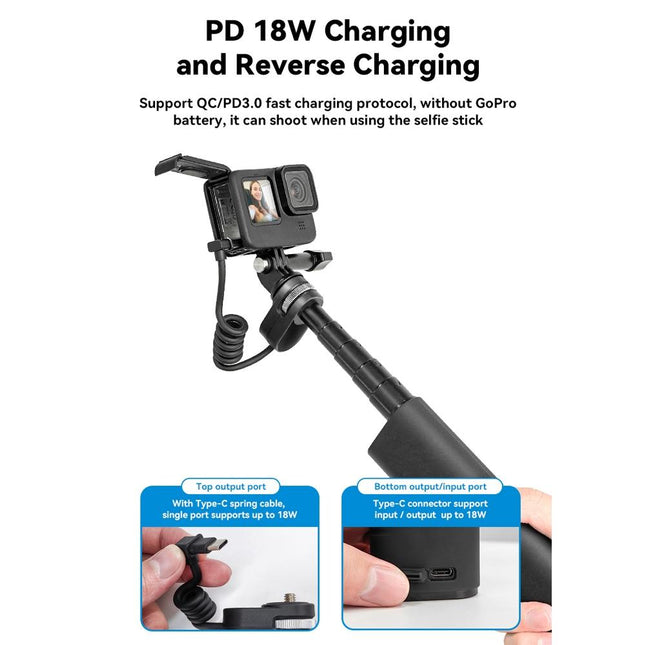 Sports Camera And Phone Selfie Stick With 10000Mah Power Bank