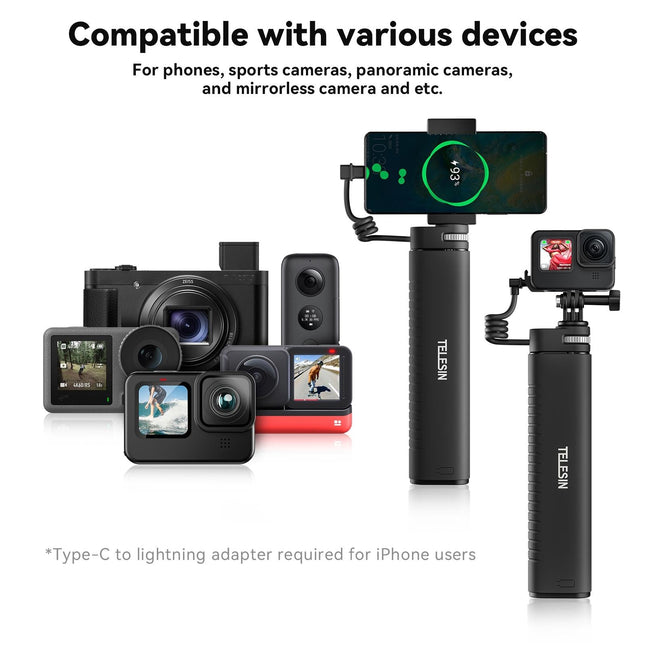 Sports Camera And Phone Selfie Stick With 10000Mah Power Bank